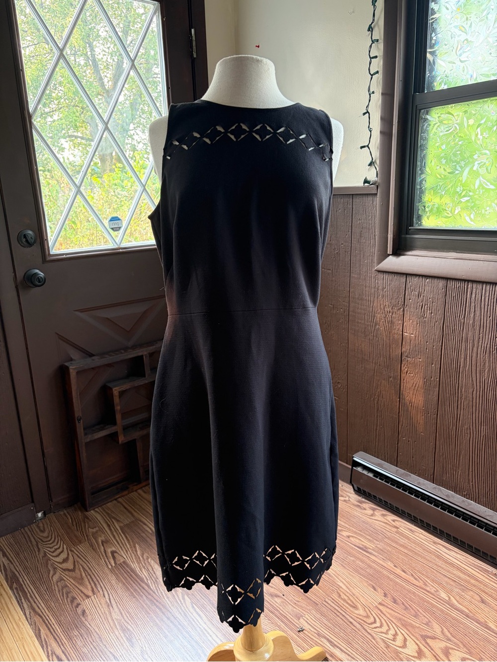 LOFT Work Dress with cutouts - Black Sleeveless Fit-and-Flare Dress
